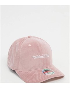 Розовая вельветовая кепка с логотипом эксклюзивно для ASOS Mitchell and ness