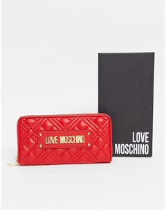 Большой стеганый кошелек красного цвета Love moschino