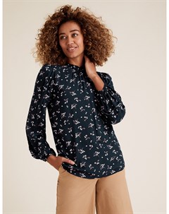 Блузка с цветочным принтом и оборкой на горловине Marks Spencer Marks & spencer