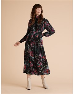 Платье средней длины с цветочным принтом и высокой горловиной Marks Spencer Marks & spencer