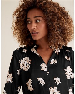 Блузка из атласа с цветочным принтом и оборкой Marks Spencer Marks & spencer