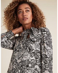 Блузка с завязками на воротнике и лесным принтом Marks Spencer Marks & spencer