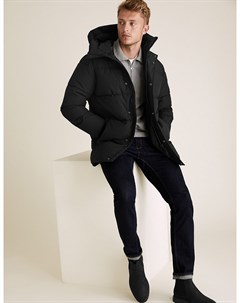 Пальто пуховик с капюшоном и отделкой Thermowarmth Marks Spencer Marks & spencer