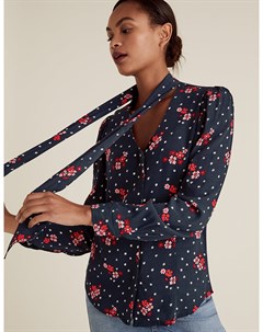 Блузка с объемными рукавами и цветочным принтом Marks Spencer Marks & spencer