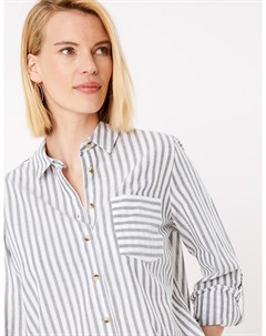 Рубашка из чистого хлопка в полоску на пуговицах Marks Spencer Marks & spencer