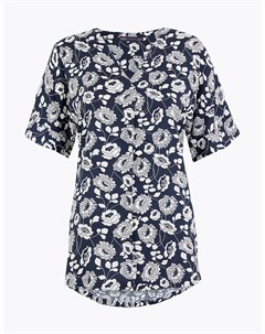 Удлиненная блузка с цветочным принтом и коротким рукавом Marks Spencer Marks & spencer