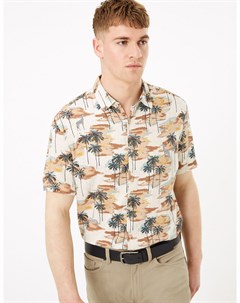 Мужская рубашка из вискозы с принтом сафари Marks & spencer