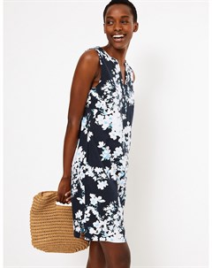 Свободное платье шифт из льна с цветочным принтом без рукавов Marks Spencer Marks & spencer