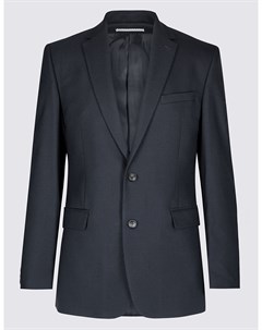 Приталенный пиджак на две пуговицы с добавлением шерсти Marks & spencer
