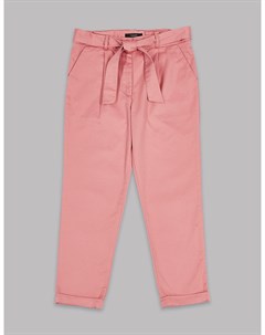 Хлопковые брюки с добавлением эластана для девочки 3 16 лет Marks & spencer
