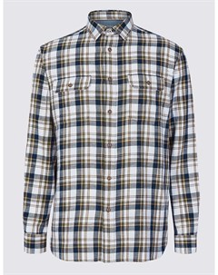 Рубашка из 100 хлопка клетчатая с карманами Marks & spencer