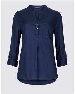 Блузка с круглой горловиной и рукавами 3 4 Marks & spencer