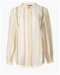 Льняная рубашка в вертикальную полоску Marks & spencer