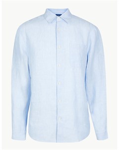 Льняная мужская рубашка в мелкую полоску Marks & spencer