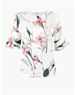 Женская блузка с цветочным принтом и коротким рукавом Marks & spencer