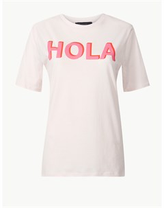 Прямая женская футболка с надписью Hola Marks & spencer