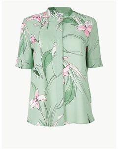 Рубашка с цветочным принтом и коротким рукавом Marks & spencer