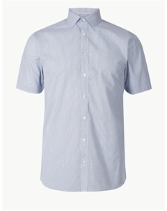 Облегающая мужская рубашка с мелким принтом Marks & spencer