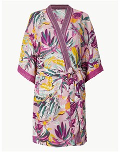 Короткий женский халат с тропическим принтом Marks & spencer