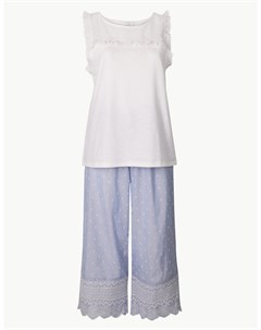 Укороченный пижамный комплект из 100 чистого хлопка Marks & spencer