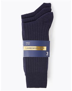 Комплект мужских носков из овечьей шерсти 3 пары Marks & spencer