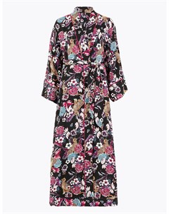 Длинный атласный халат с цветочным принтом Marks & spencer