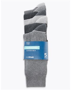 Комплект мягких носков Cool Fresh с контрастной пяткой и носком 5 пар Marks & spencer