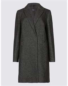 Пальто текстурированное с двумя внешними карманами на молнии и добавлением шерсти Marks & spencer