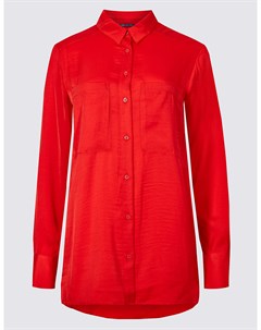 Рубашка женская атласная с длинным рукавом красная Marks & spencer
