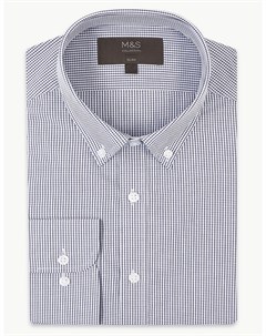 Рубашка мужская узкого кроя с добавлением хлопка Marks & spencer