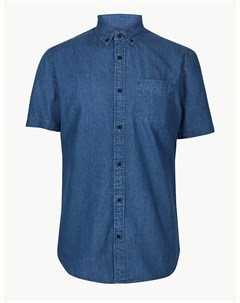Мужская джинсовая рубашка с контрастными пуговицами Marks & spencer