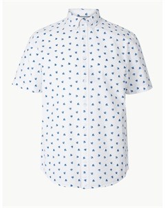 Мужская хлопковая рубашка с принтом Ракушки Marks & spencer