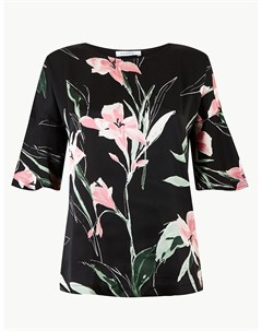 Женская блузка с крупным цветочным принтом и коротким рукавом Marks & spencer