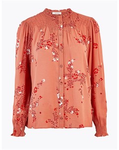 Женская блузка с цветочным принтом и высоким воротом Marks & spencer