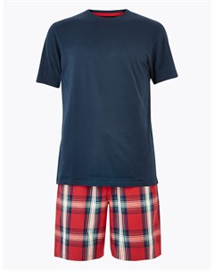 Пижамный комплект для мужчины футболка с коротким рукавом и шорты в клетку Marks & spencer