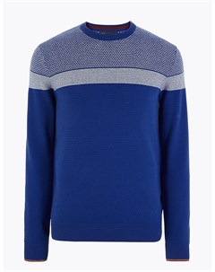Полосатый свитер с круглым вырезом из чистого хлопка Marks & spencer