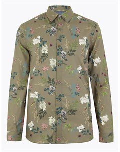Мужская хлопковая рубашка с флористическим принтом Marks & spencer