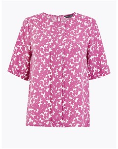 Блузка стандартного кроя с цветочным принтом спереди Marks & spencer