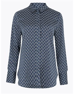 Атласная рубашка с длинным рукавом и геометрическим рисунком Marks Spencer Marks & spencer