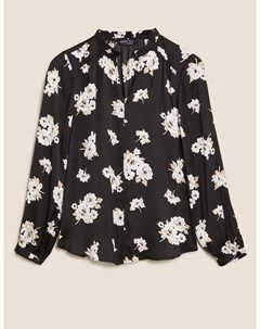 Блузка из атласа с цветочным принтом и оборкой Marks Spencer Marks & spencer