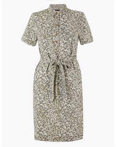 Свободное платье из льна с цветочным принтом Marks & spencer