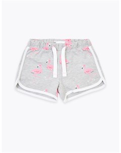 Короткие хлопковые шорты с принтом Фламинго Marks & spencer