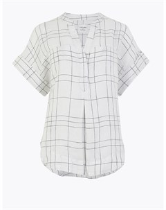 Льняная блузка в клетку на пуговицах Marks Spencer Marks & spencer