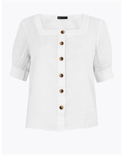 Льняная блузка с коротким рукавом и квадратным вырезом Marks Spencer Marks & spencer