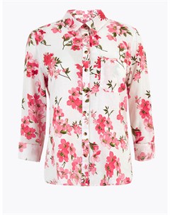 Рубашка с длинным рукавом из льна с цветочным принтом Marks Spencer Marks & spencer