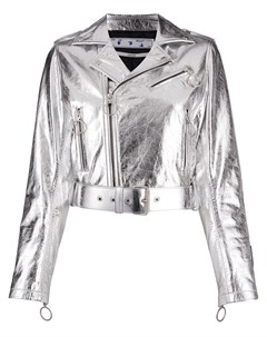 Байкерская куртка с эффектом металлик Off-white