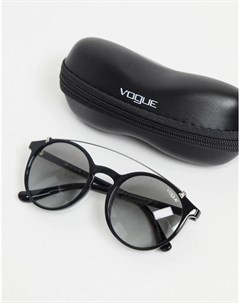 Круглые солнцезащитные очки авиаторы черного цвета Vogue
