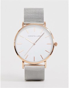Мужские часы цвета розового золота с сетчатым серебристым браслетом Christin lars