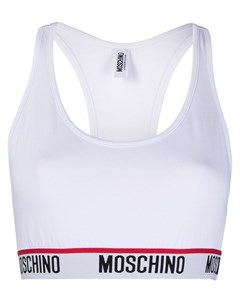 Укороченный топ вязки интарсия с логотипом Moschino