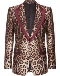 Однобортный пиджак с леопардовым принтом Dolce&gabbana
